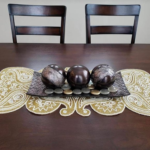 Dublin Home Decor Tray and Orbs Set - Coffee Table Decor Centerpiece - Picture 1 of 2